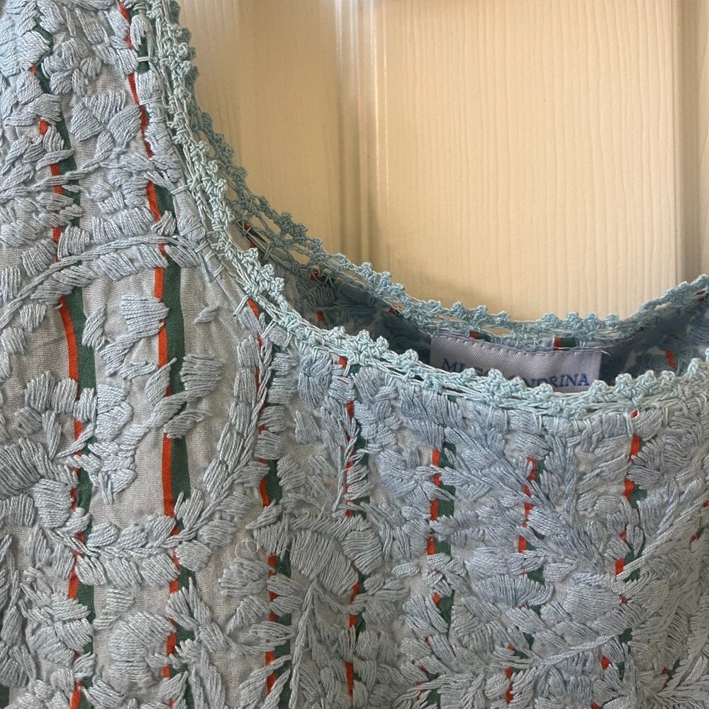 Mi Golondrina Oaxaca Embroidery Dress Light Blue with Stripes NWT - Picture 8 of 16